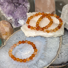 Indlæs billede til gallerivisning Armbånd i karneol med 8mm perler
