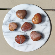 Indlæs billede til gallerivisning Forstenet træ hjerter lommesten